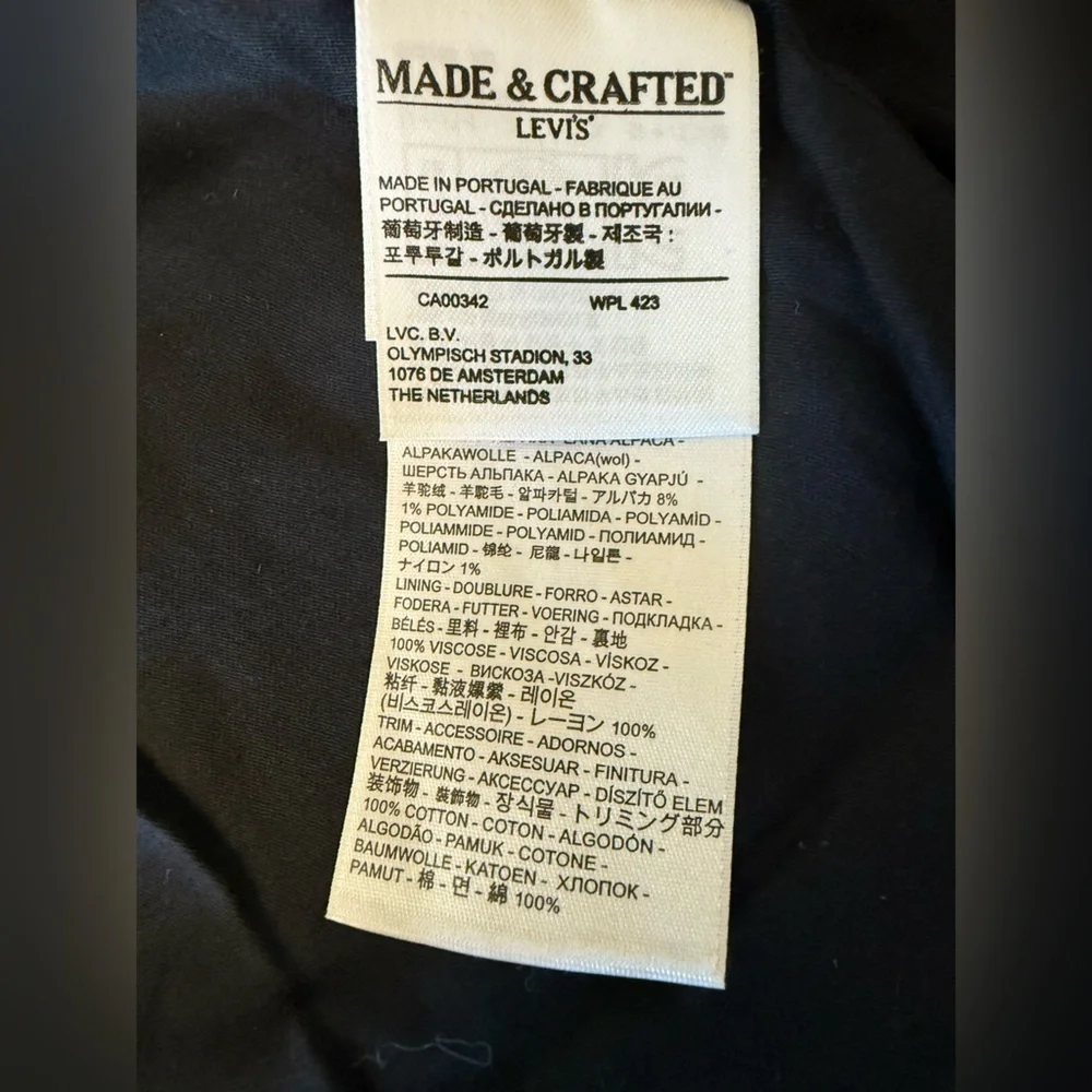 Levis Made & Crafted Jacket Womens XS Blue Wool Alpaca - Picture 12 of 16